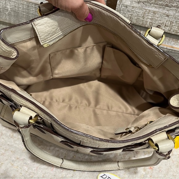 Authentic COACH Hampton Off White Leather Carryall Satchel 10529 GUC! - Picture 10 of 12